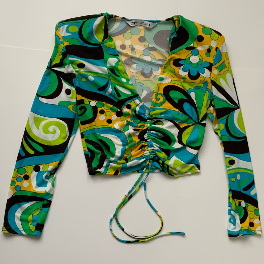 Zara Multicolor Patterned Top - Picture 2 of 7
